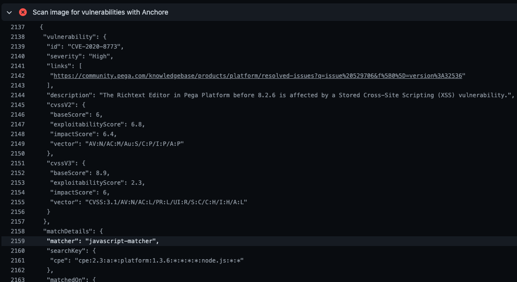 Anchore identifying errors during build time