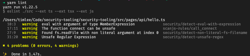 es-lint showing 4 errors found when run in the terminal